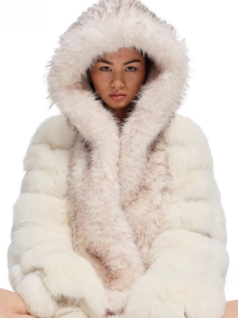 Polar Eco Fox Fur Hooded Scarf Hat