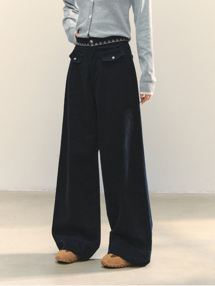 Cross-Stitch Floral Wide-Leg Pants - CHINASQUAD