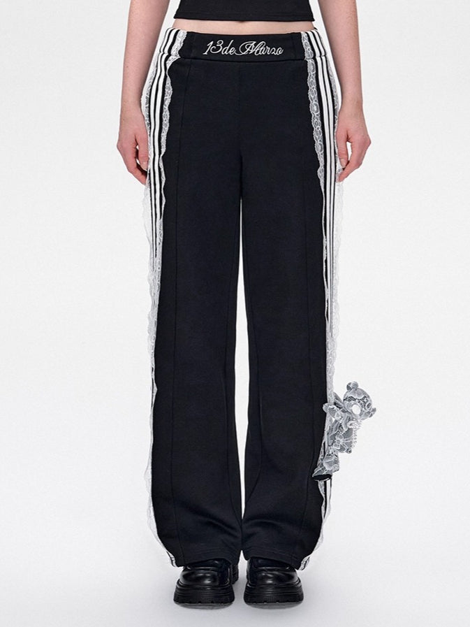 Lace Panel Relaxed Sweatpants Set