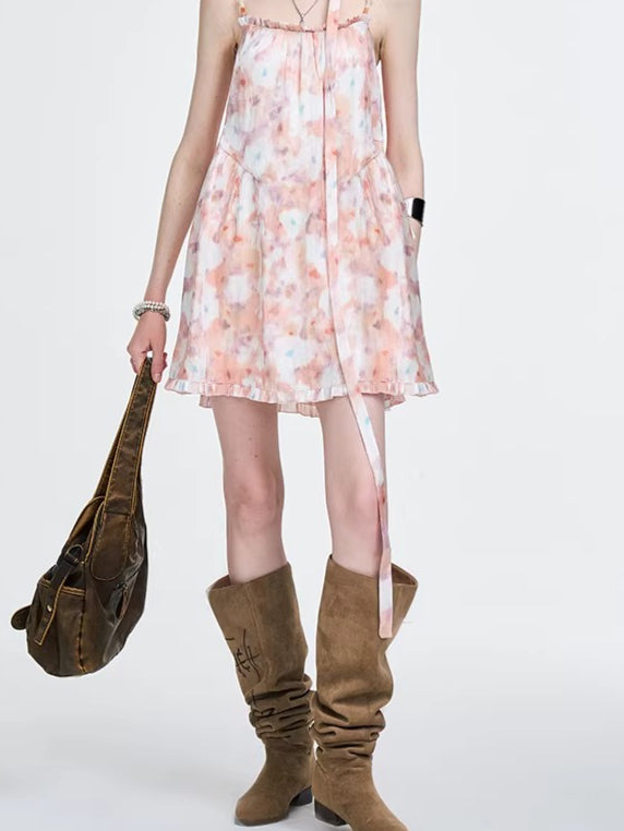 Pink Floral A-Line Camisole Dress