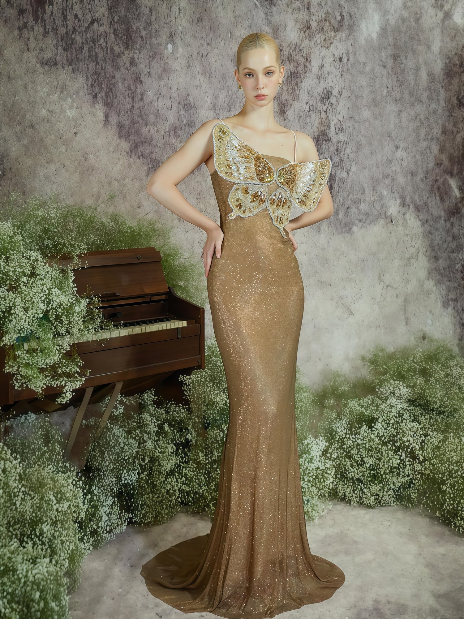 Starlight Butterfly Embellished Gown