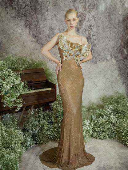 Starlight Butterfly Embellished Gown