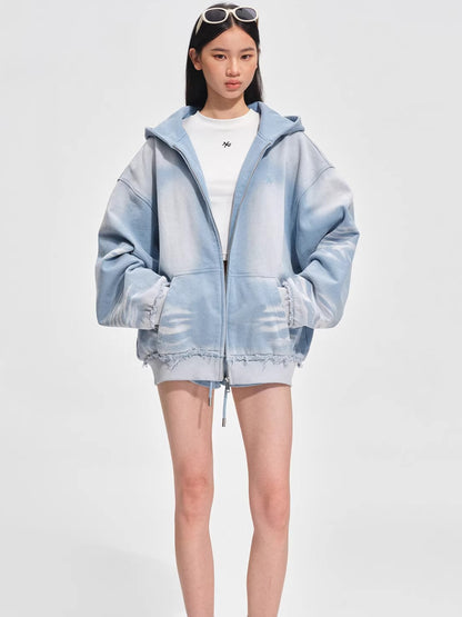 Vintage-Washed Oversized Hooded Sweatshirt