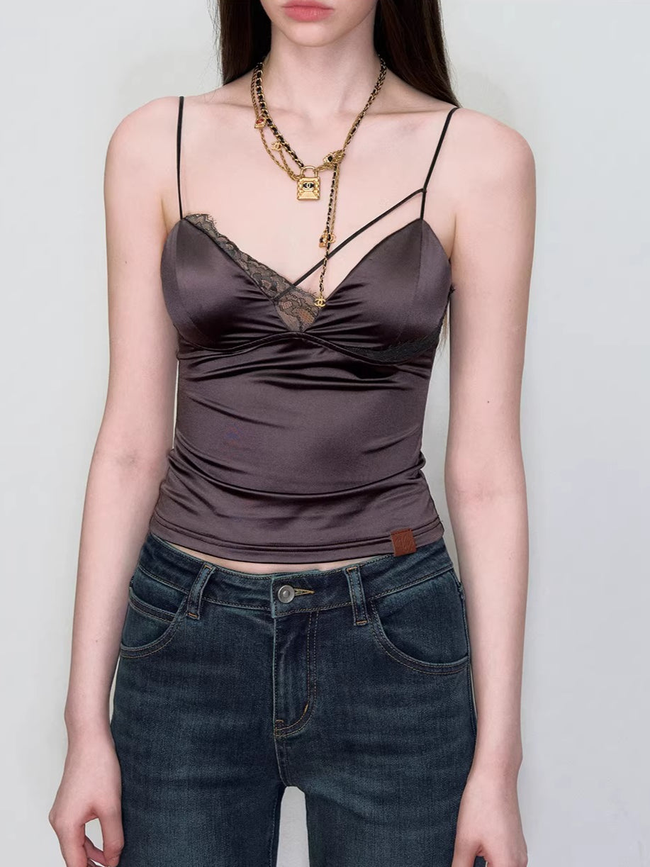 Lace-Trim Satin Camisole