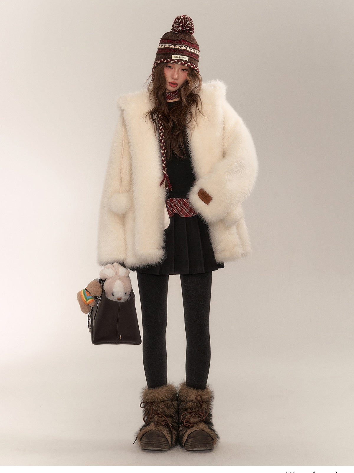 Short Hooded Faux Fur Coat