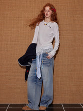 Lace-Paneled Round-Neck Long-Sleeve T-Shirt - CHINASQUAD