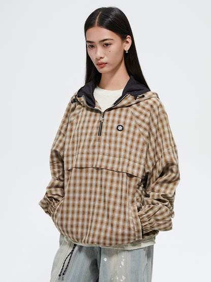 Vintage Plaid Casual Hoodie Jacket