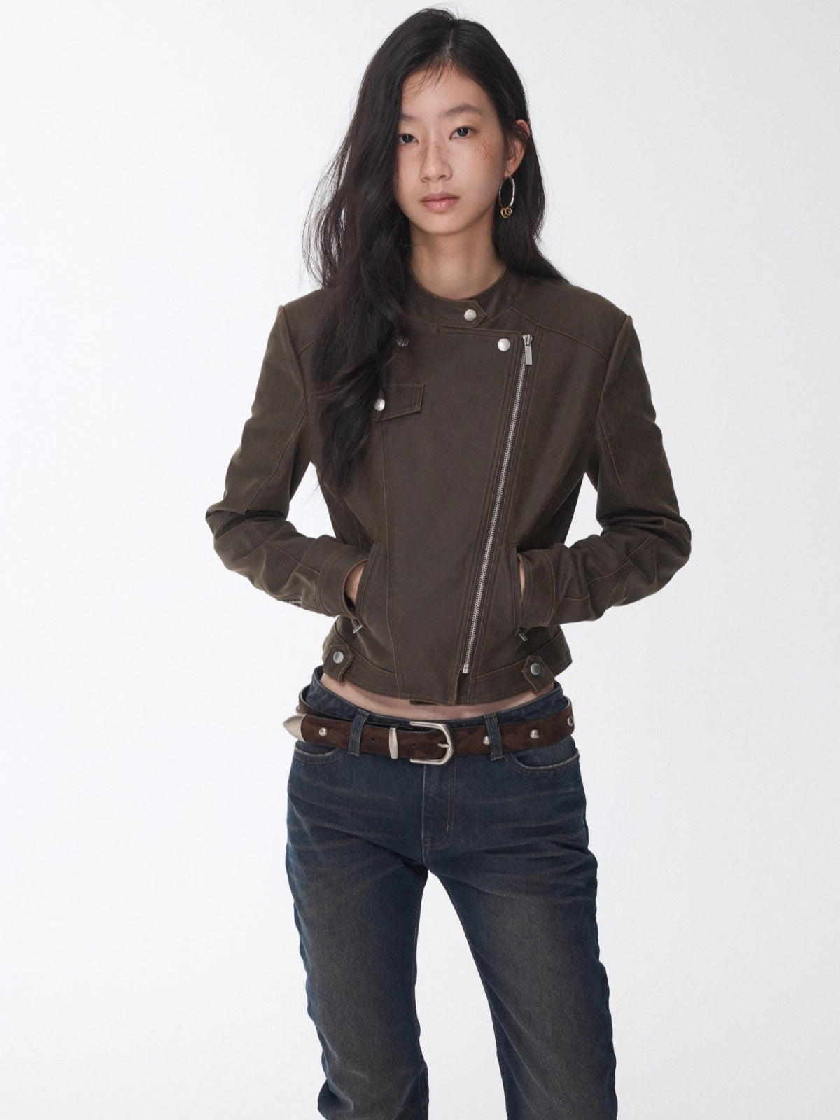 Vintage Camo Studded Horsehair Leather Belt