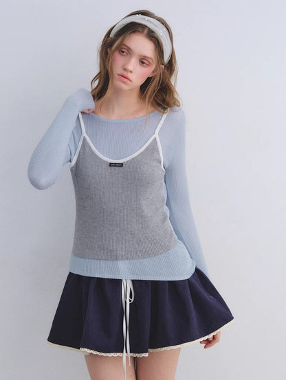 Layered Contrast Camisole Crewneck
