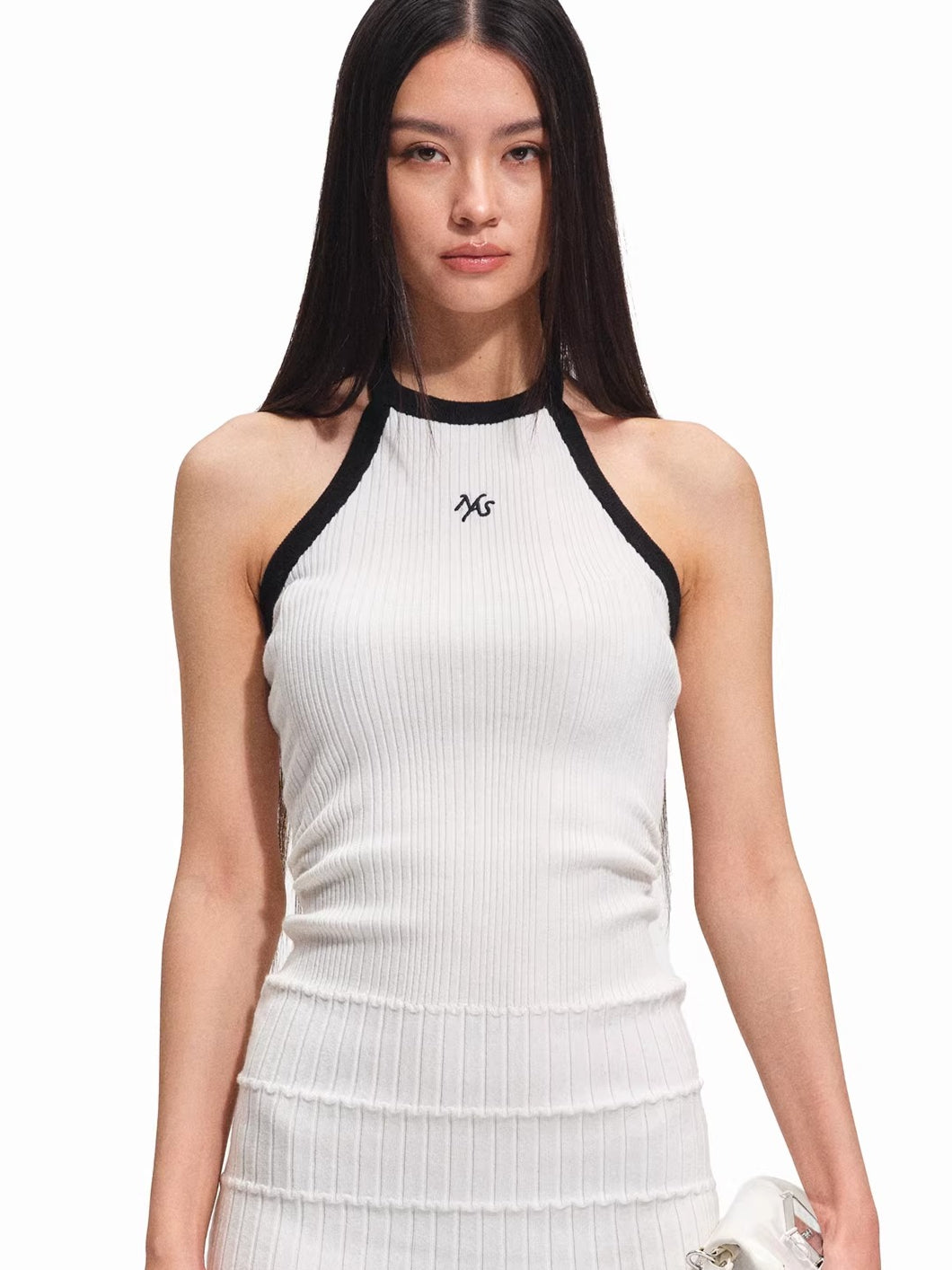 Tuileries Ribbed Halter Knit Mini Dress