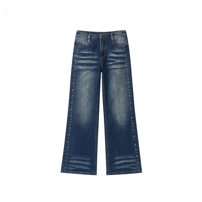 Straight-Leg Washed Denim Pants