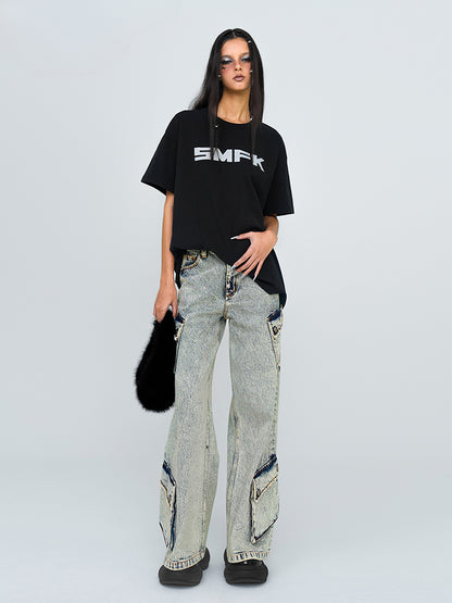 Wild Mustang Multi-pocket Denim Pants