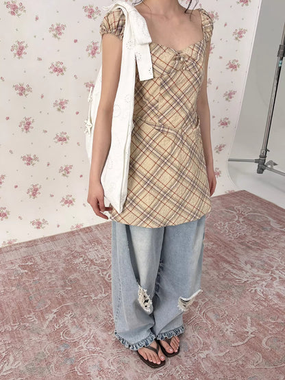 Vintage Plaid A-Line Mini Dress