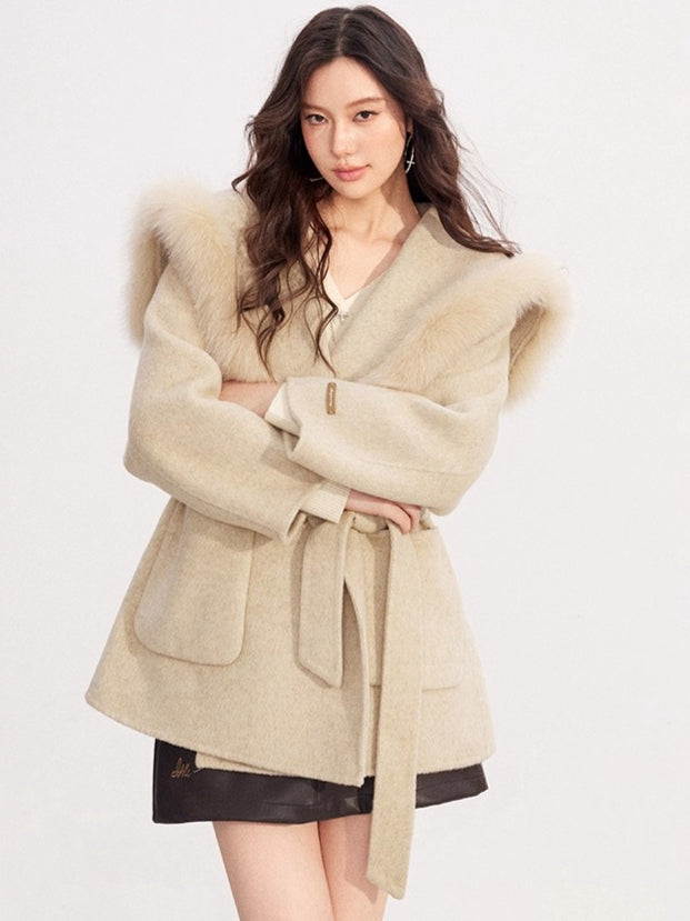 Oversized Wool-Blend Wide-Collar Coat