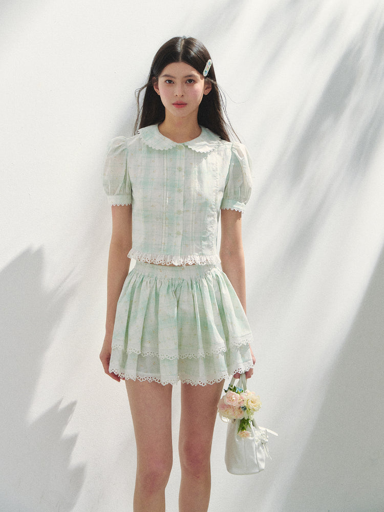 White Cotton Embroidered Shirt &amp; Skirt Set