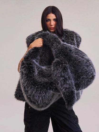 Cross Relic Faux Fur Stone Bag