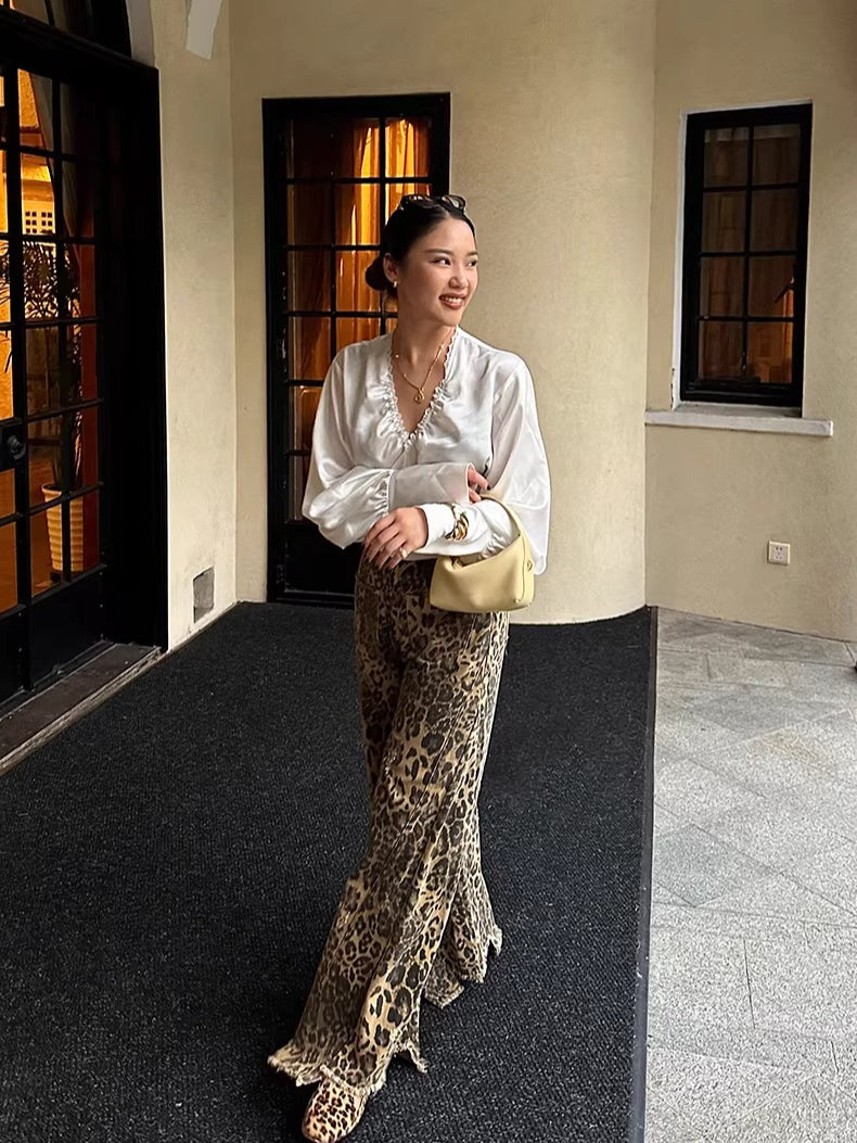 Deconstructed Wide-Leg Denim Jeans