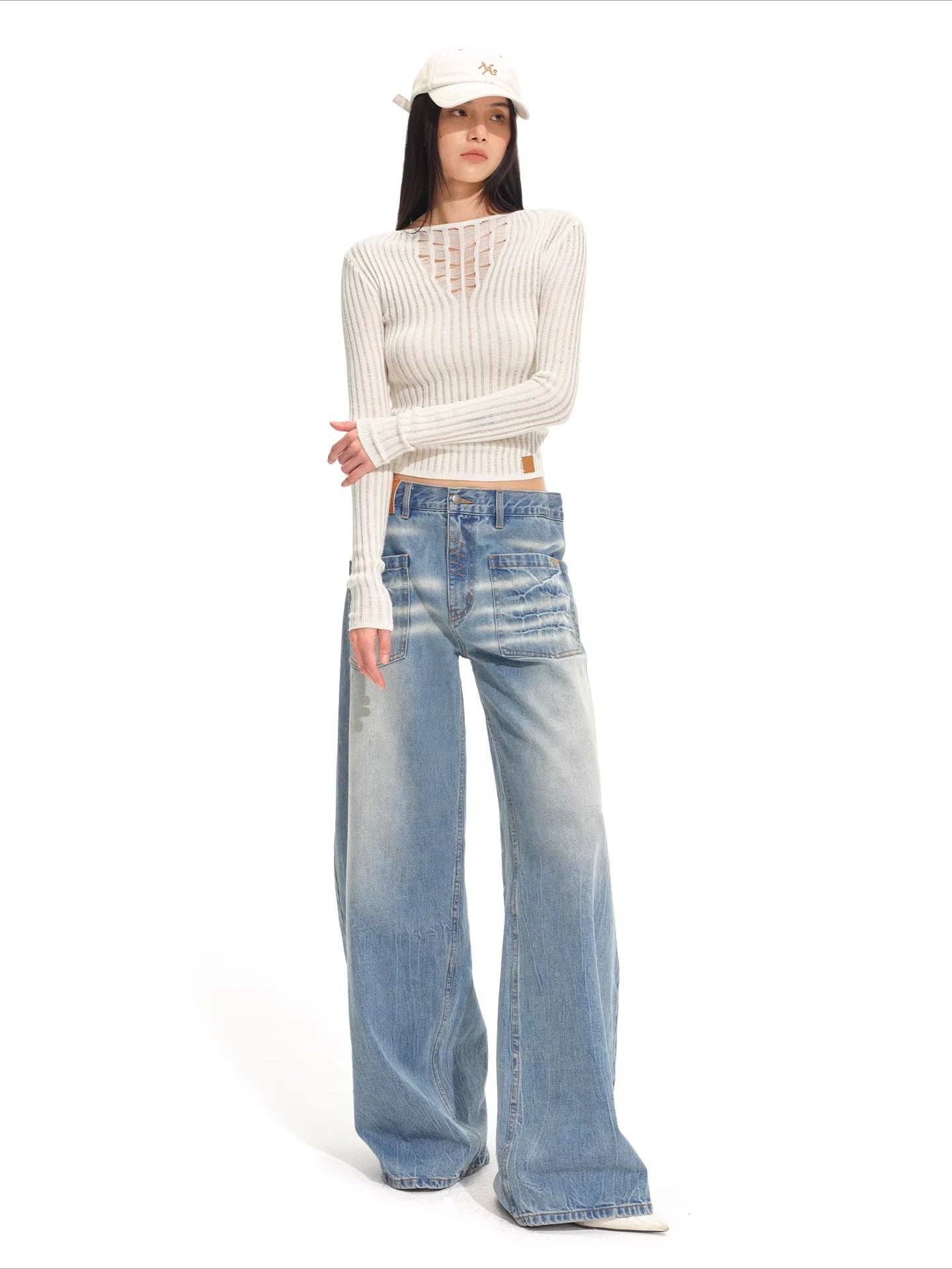 Blue Ridge V-Neck Fitted Knit Sweater