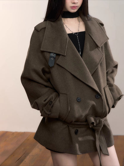 Structured Wool Blend High-Neck Coat