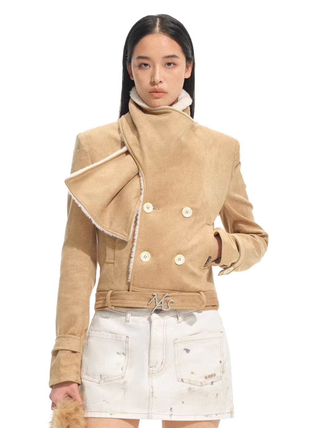 Maddie Shawl Faux Shearling Jacket
