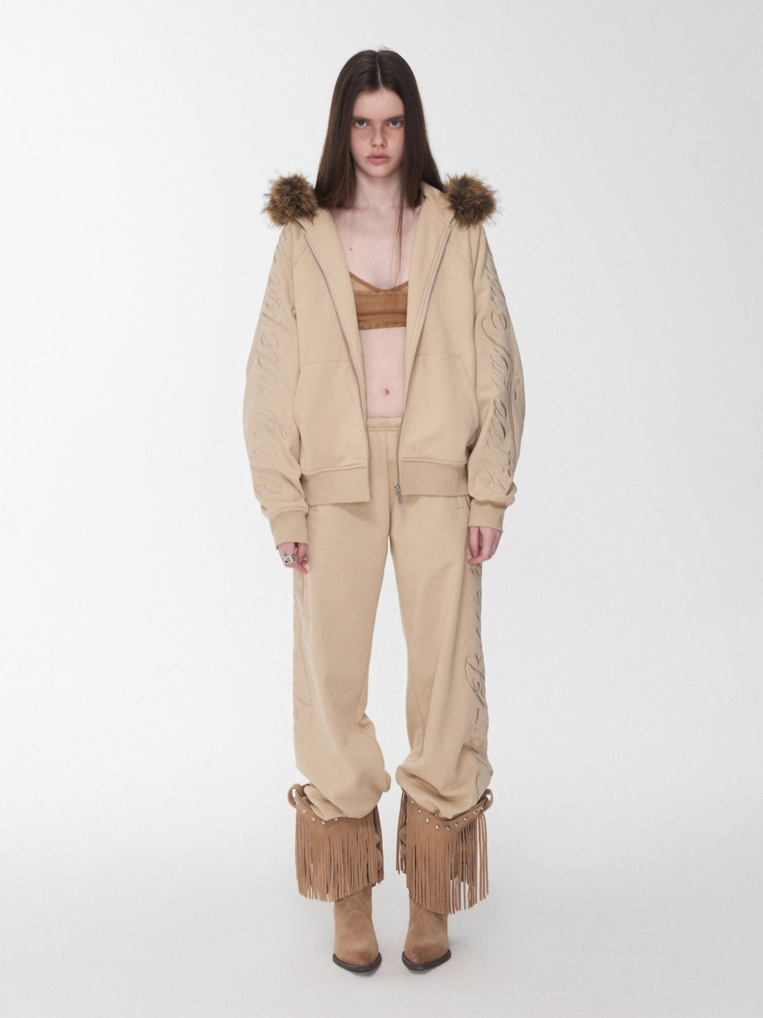 Faux-Fur Sweatshirt &amp; Jogger Set