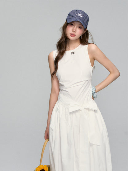 Sleeveless Tie-Waist A-Line Sundress - CHINASQUAD