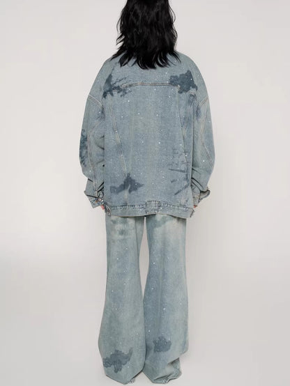 Nautical Map Straight-Leg Denim Jeans