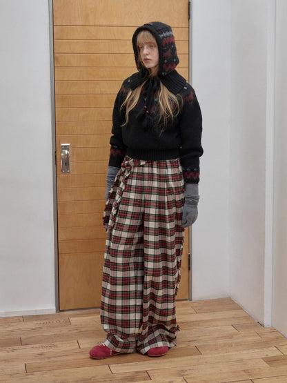 Fair Isle Pony Jacquard Knit Balaclava Hat