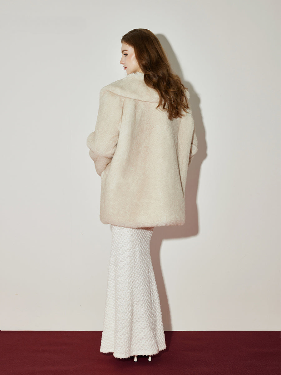 Eco-Friendly Faux Fox Fur Long Coat