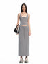 Contrast Color Fake Two-piece Waist Hollow Dress - CHINASQUAD
