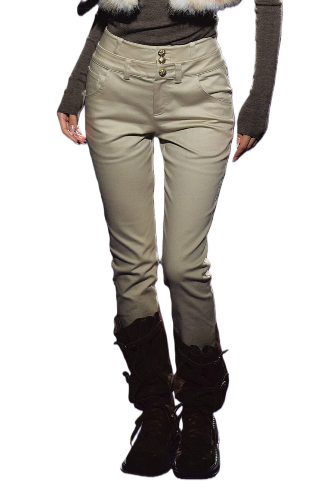 Dual-Waistband High-Rise Stretch Skinny Jeans