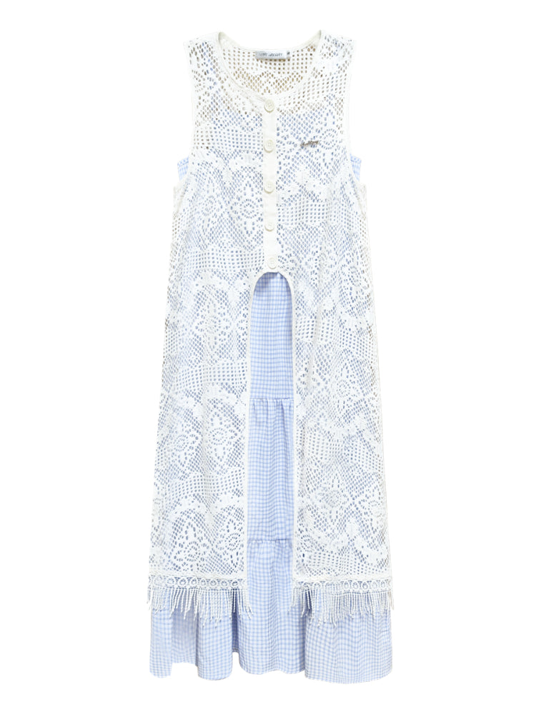 Tassel Contrast Color Dress Set