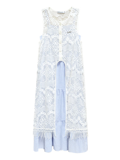 Tassel Contrast Color Dress Set