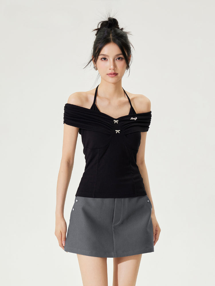 One-shoulder Tie-neck Top - CHINASQUAD
