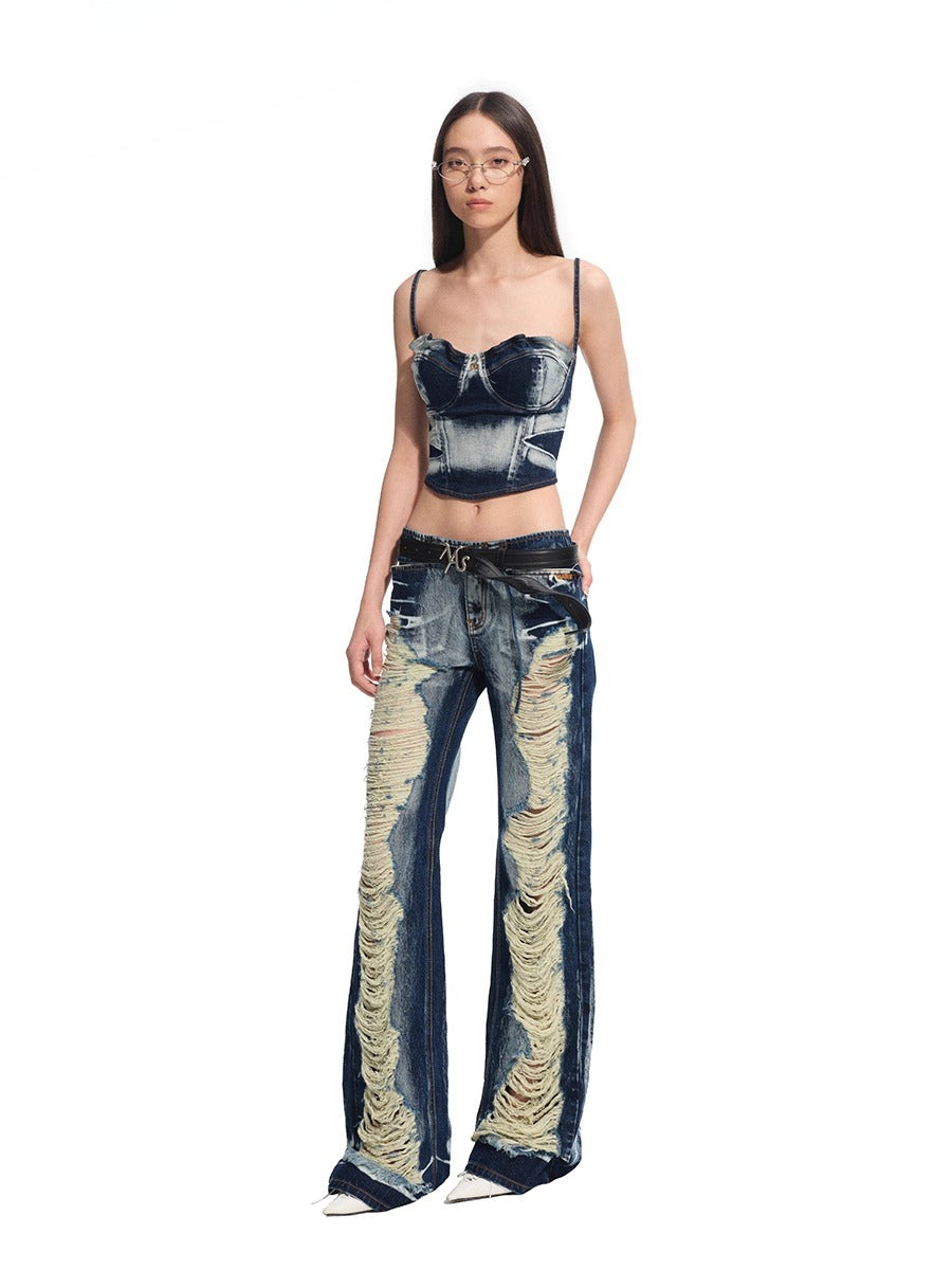 &quot;Feria Series&quot; Volcano Tie-dye Denim Camisole