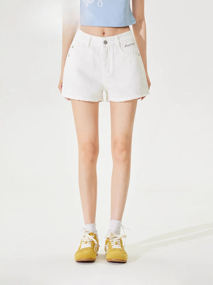 Raw-Edged Cool Denim Shorts - CHINASQUAD