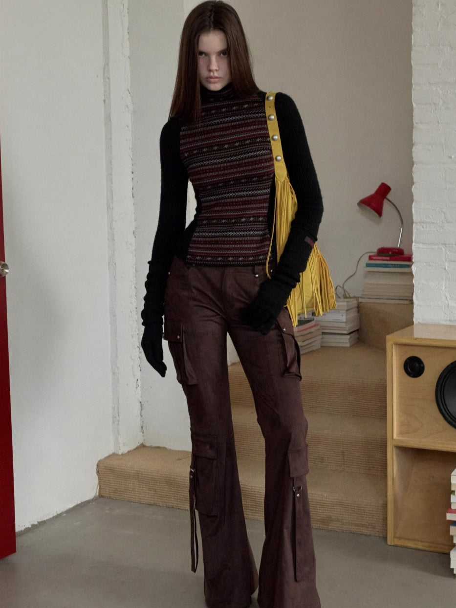 Fair Isle Raglan Knit Turtleneck Sweater