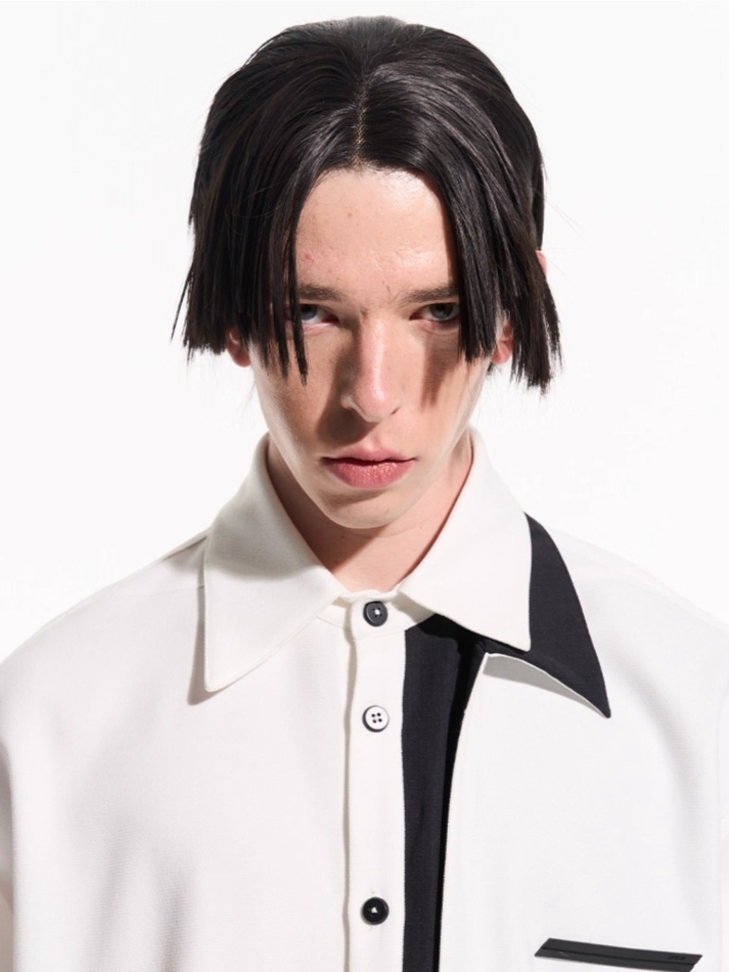 Layered Contrast Multi-Collar Asymmetric Shirt