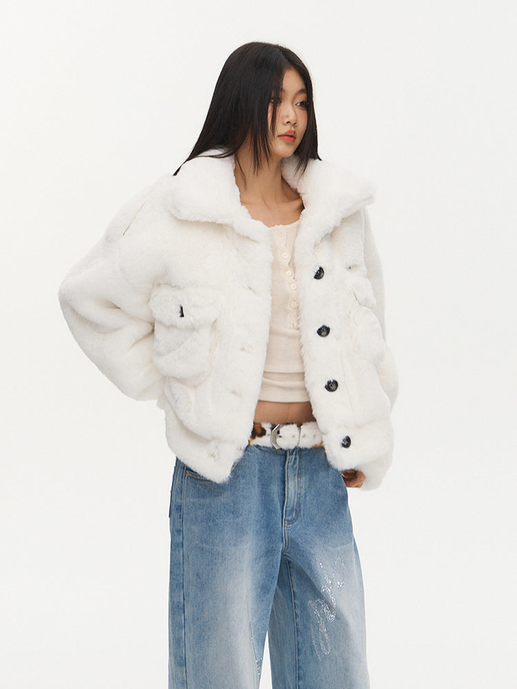 Loose Fit Casual Faux Fur Jacket