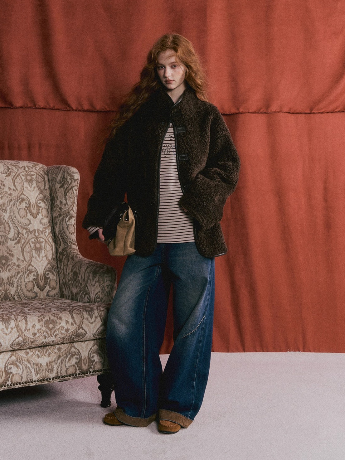 Reversible Faux Suede Shearling Jacket