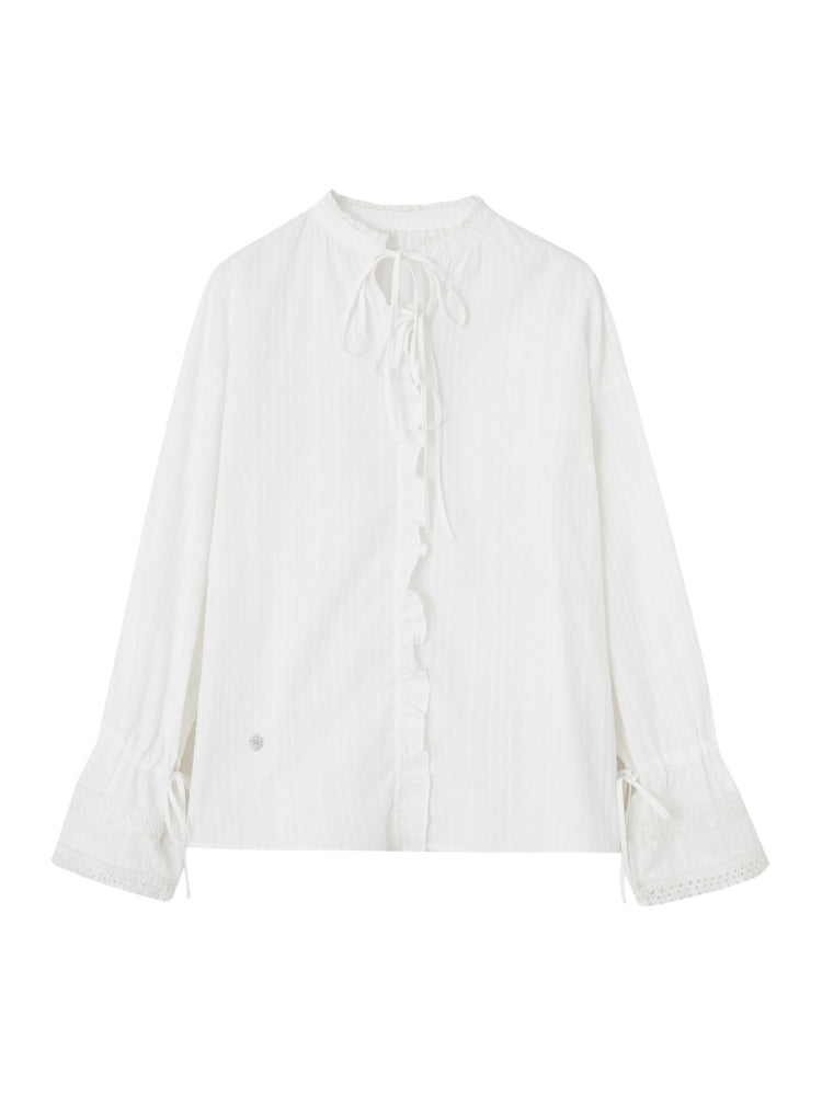 White Lace Jacquard Blouse