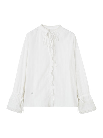 White Lace Jacquard Blouse