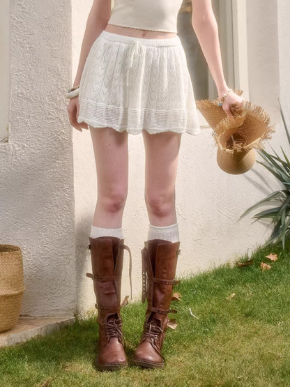Lake Knit Drawstring Mini Skirt