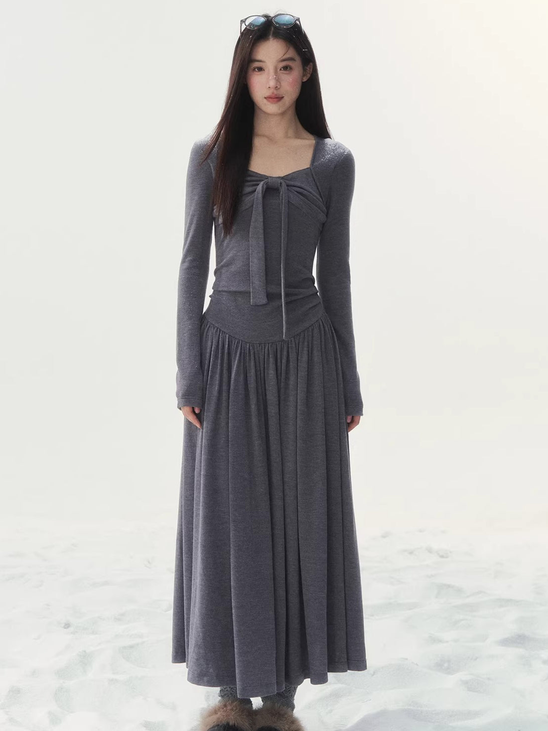 Vintage Waist-Cinched Knit Dress