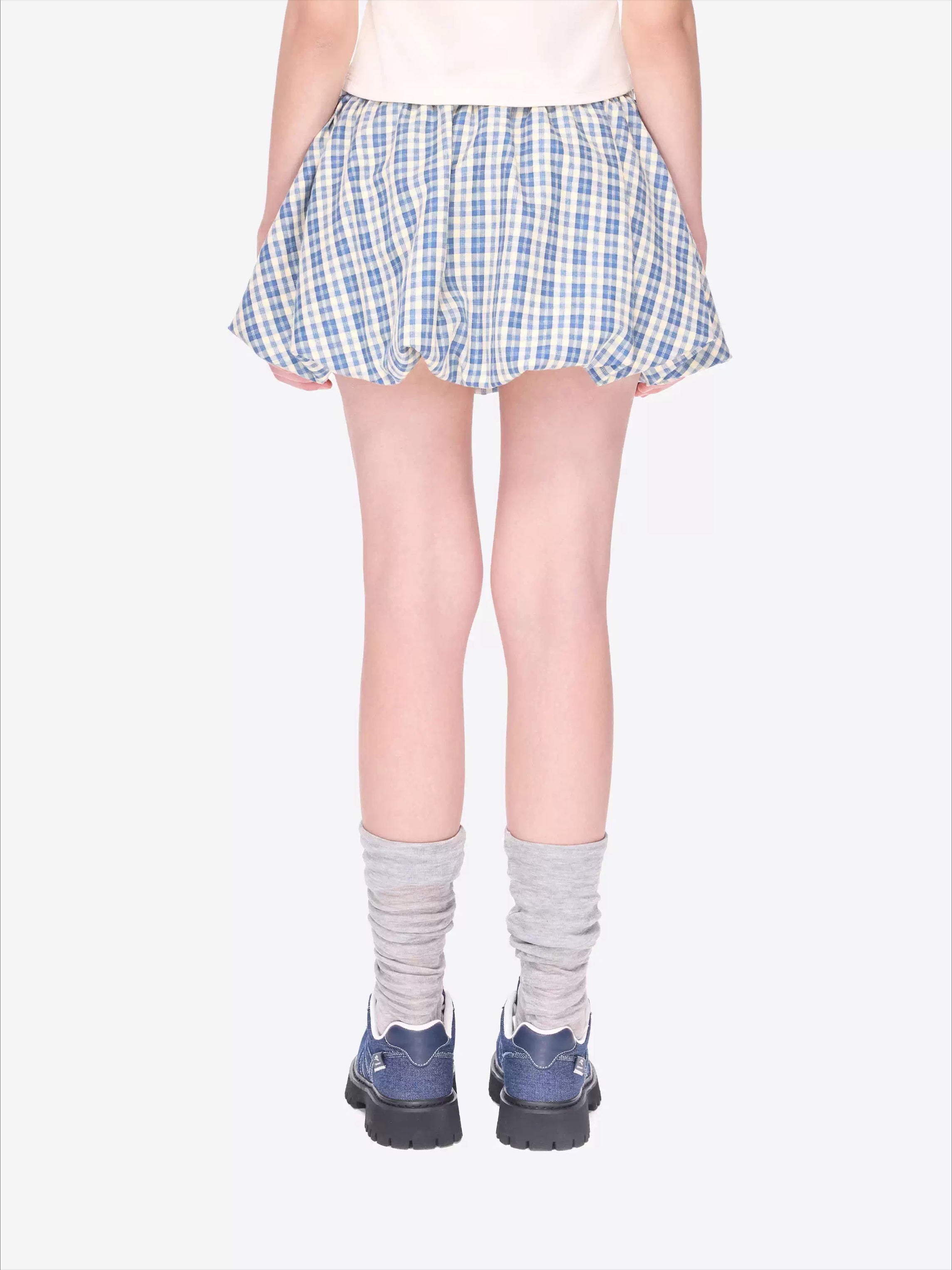 Slimming A-Line Bubble Plaid Mini Skirt
