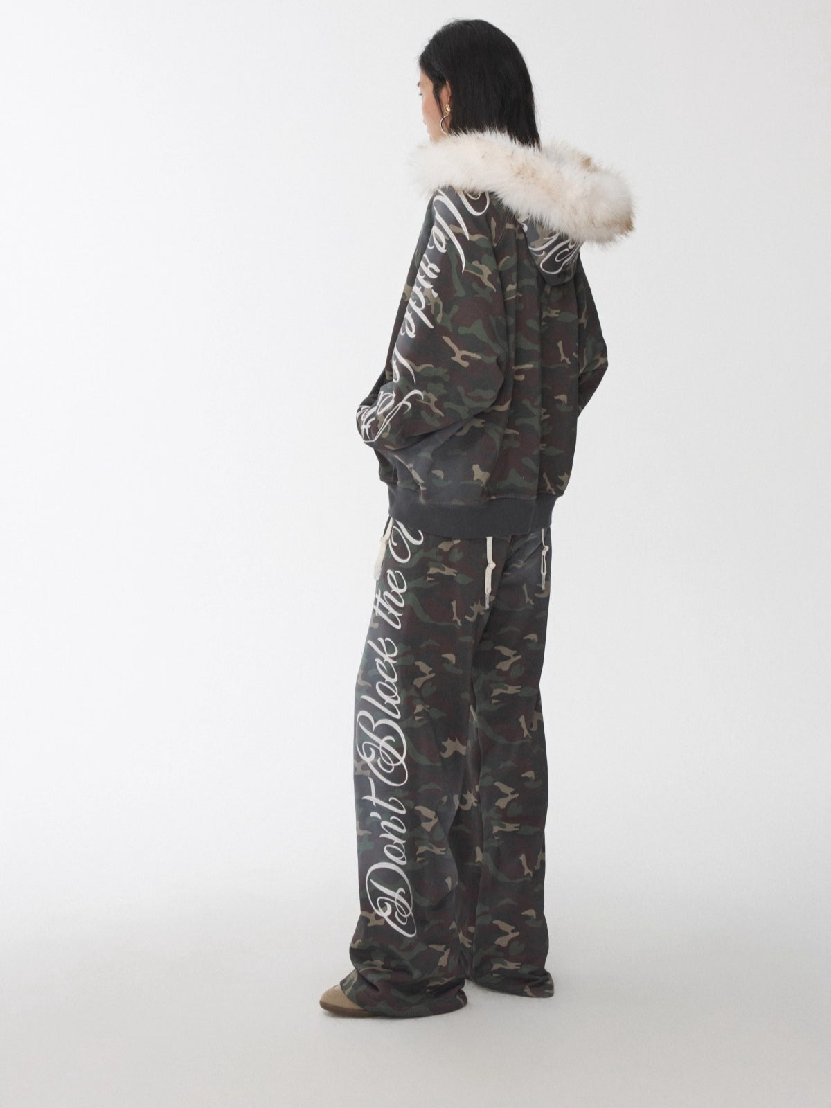 Faux-Fur Hooded Sweatshirt &amp; Sweatpants Set