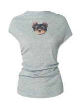 Elastic Pleated Crew Neck T-shirt - CHINASQUAD