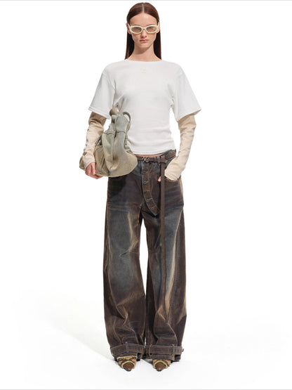 Contrast Paneled Long-Sleeve Tee