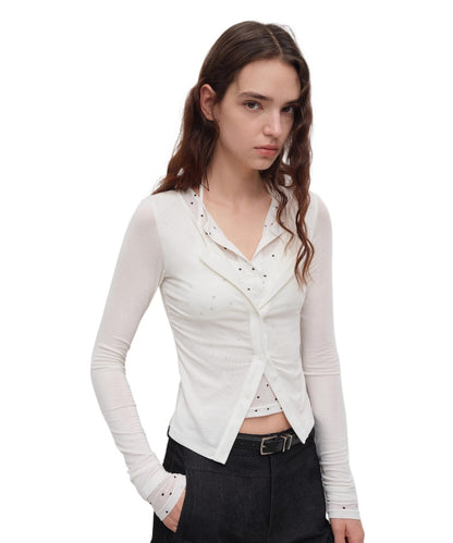 Polka-Dot Long Sleeve Cardigan