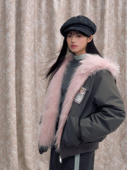 Eco-friendly Fur Splicing One-piece Coat